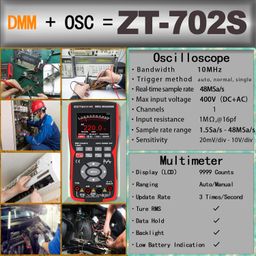 Zotek Zt-702S 2 In 1 Handheld Digital Automotive Oscilloscope Multimeter, Diode Tester,Multimeter Auto Rangin48Msa/S High Sampling Rate?Amp Ohm Volt Meter Tester?Voltage/Current Test - Battery Powered image 3