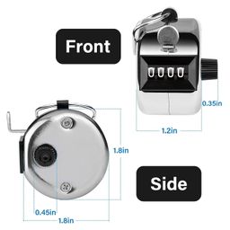 KARDIFF Hand Tally Counter,4 Digit Display Metal Mechanical Handheld Pitch Counter Clicker Counter with Finger Ring for Row Sport Coach School Event - Silver image 3