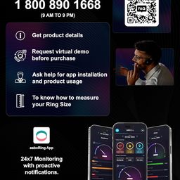 aaboRing, Health & Fitness Tracker Smart Ring, Advance Sleep Monitoring, Stress & Activity Tracking, Titanium, IP68 Waterproof (US Size No 10, Wireless - Deep Black) image 3