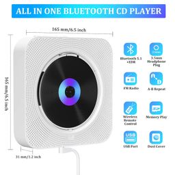 qoosea Portable CD Player with Bluetooth Wall Mountable CD Music Player Home Audio Boombox with Remote Control FM Radio Built-in HiFi Speakers MP3 Headphone Jack AUX Input Output image 3
