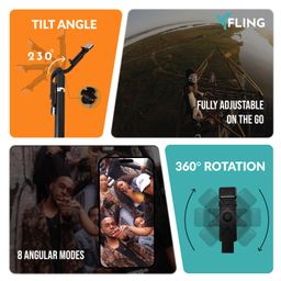 fling by ftlo FLING X1 by FTLO 3-in-1 Selfie Stick for Mobile Phone with Bright Fill Light, 170cm/67” Extendable Reinforced Tripod Stand, Wireless Bluetooth Remote for Photo Vlogging Travel on All Android / Iphones image 4
