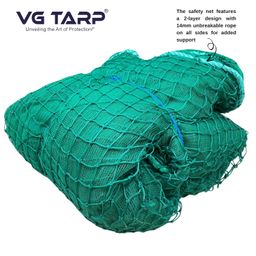 VG TARP HDPE 2 Layer Coconut Safety net/Coconut Fall Protection Net Green Colour 11 feet x 11 feet Heavy Duty Safety net image 2