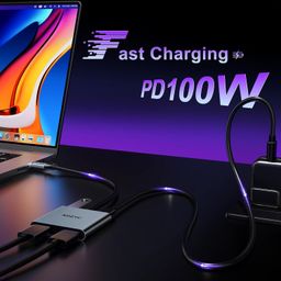 kozyc Usb C To Dual Hdmi Adapter 4K@30Hz,Usb C Hub Multiport Adapter With 2Xhdmi,Usb 3.0,100W Pd,Support Usb C To Hdmi Splitter Extended Display For Macbook Pro(Mst Is Not Supported On Macos) image 3