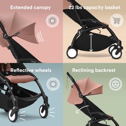 Stokke Babyzen YOYO3 Stroller from 6 Months - Includes Black Frame, Seat Cushion + Canopy - Folds in & Out in a Flash - Light & Compact - Carry-On Compatible - Ginger image 5