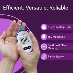 AGARO Glucometer, Blood Glucose Monitoring System with 50pcs Strips & Lancets, Glucometer Machine, Instant Blood Sugar Test at Home, Fast Blood Sugar Testing Device, Simple & Accurate, GLM-76. image 3