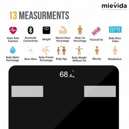 mievida Fit Ultra BT: Smart Full Body Composition Monitor with Bluetooth, Heart Rate, and Essential Body Parameters, Wireless Body Composition Scale with Mobile App | Weight Machine With Bluetooth image 3