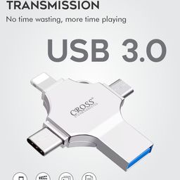 cross CROSS® Pendrive 4 in 1 Flash Drive with Light-ning, Micro USB, USB A, Type-C Interface Mini Hangable PenDrive for iOS & Android Compatible with Phone, Pad, Android, PC (64, GB) image 4