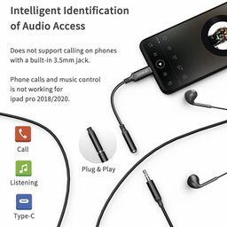 Kanget [Apple MFi Certified] USB C to 3.5mm Headphone Jack, Hi-Res DAC Type C to Audio Adapter Cable Compatible with Pixel 2/2XL/3/3XL, OnePIus 7/8/9 Pro, Samsung S21/S20(Black) image 3