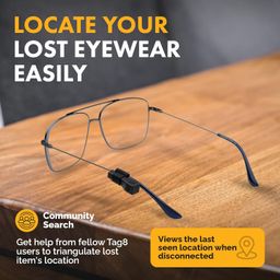 tag8 Dolphin Smart Spec Finder Eyewear Tracker, Compact Bluetooth Tracker to Locate Spectacles, Works with Android & Apple, Rechargeable Glasses Tracker, Black image 5