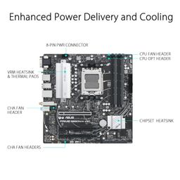 ASUS Prime B650M-A WiFi Micro-ATX Motherboard, DDR5, PCIe 5.0 M.2 Support, 2.5Gb Ethernet, Wi-Fi 6, DisplayPort, VGA, HDMI, SATA 6 Gbps, USB 3.2 Gen 2 Ports, Front USB 3.2 Gen 1 Type-C, Arua Sync image 2