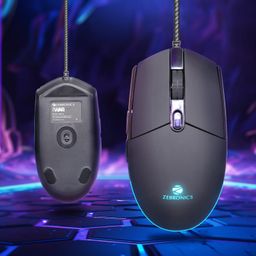ZEBRONICS WAR M, Wired Gaming Mouse with 6 Buttons, High Precision Sensor, up to 4200 DPI, Gold Plated USB Interface, Breathing LED, 1.8m Braided Cable image 3