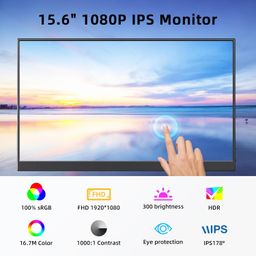 MagicRaven Portable Touchscreen, 15.6" 1080P 60Hz Laptop Monitor, Lightweight Dual USB C HDMI Second Gaminig Display with Speakers, Travel Monitor for PS4/5 Xbox Switch MAC PC Phone image 3