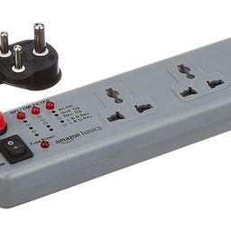 amazon basics Spike Guard with 4 Universal Sockets, 6A, 1.5m ISI Certified cable, Master Switch, 240 volts (Grey) image 1