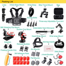 ADOFYS 49 in 1 Action Camera Accessory Kit Bundle Compatible for GoPro Hero 12/11/10/9 / 8/7/6/5 SJCAM/Akaso/Apeman/Xiaomi Yi Action Camera image 2