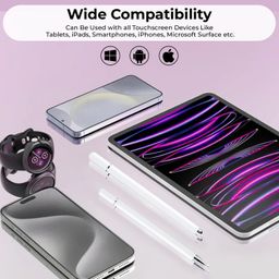 HUMBLE Universal Light Weight Stylus Pen for Smartphone/Tablet/iPad/iPhone/Android & All Touch Screen Devices with Fine Point Disc Tip & Magnetic Cap | Precise Tip for Drawing and Writing - White image 2