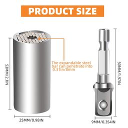 tcco enterprise Universal Wrench Socket Tools Multi-Size in One Self Adjustable for Regularity or Irregularity Screw Improvement & Joint for Electric Drill, Flat, Fixed Square and Hex image 3
