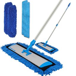 CHOTALIYA D-11 Wet & Dry Mop with 4 Reusable Washable Pads 2 Dry Pad 2 Wet Pad One Touch Replacement, Height Adjustable Handle, Broom 24 INCH (Blue) image 1