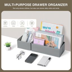 FLYNGO Non-Woven Foldable Drawer Organizer Clothes Organiser For Wardrobe, Closet Cubes Storage Box Socks, Bra, Tie, And Scarves, Set Of 4 (Greyclothing) image 5