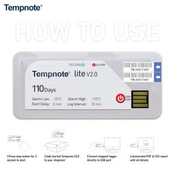 Tempnote Lite V2.0 Single Temperature PDF Data Logger, Emirates Airlines Approved, EN12830 Certified image 2