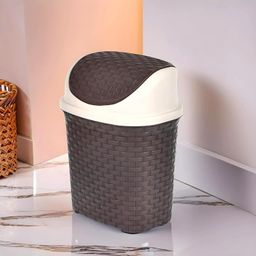 Kuber Industries Plastic Dustbin, Garbage Bin, Trash Can, Waste Bin With Swing Lid 7 Litre (Brown)-47KM0705 image 4