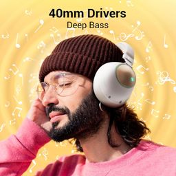 ZEBRONICS Duke Wireless Bluetooth Over Ear Headphone with Upto 60h Backup, Dual Pairing, Gaming Mode, Environmental Noise Cancellation (ENC), LED Lights, Deep Bass, Voice Assistant Support (Beige) image 3