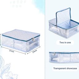 kuber industries Under Garment Kit | Two Partition UG Kit | Laminated Innerwear Bag | Travel Toiletry Kit | Vanity Organizer | U.G Kit for Man & Woman | Check-Design | Pack of 2 | Blue image 3