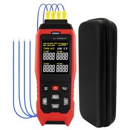 landtek 4-Channel Thermocouple Thermometer DataLogger, Digital K/J/T Type Thermometer with 5000 Groups Programmable Temperature Data Logging in Range of -328~2501℉, 4 K-Type thermocouples, ADJ Compensation image 1