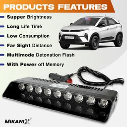 OBEROI'S TRADERS 9 LED Red & Blue Police PCR Strobe Flasher Light With 11 Flashing Mode | Warning & Emergency Lamp Light for All Cars image 4
