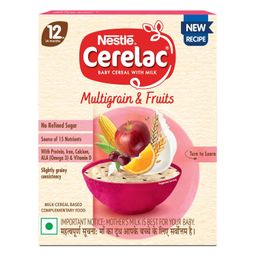 CERELAC Baby Food Cereal | No Refined Sugar | Multigrain & Fruits for 12 to 24 Months Baby | Omega 3 Iron Protein Calcium Vitamin D for Babies | Instant Baby Food Cereal | 300g image 1