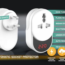 EuroControls Euro SVP-10 10 Amp Digital Adjustable Under/Over Voltage Protector & Spike Protector Socket Voltage Guard with Display - Time Delay & India Compatible socket & Plug with auto recovery image 2