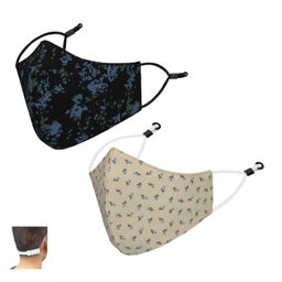 cenwell 2 Pcs Pure Cotton Face Mask with Nose Pin, Melt Blown Layer, Adjustable Ear Loop & Ear Saver Strap, Reusable Washable Fabric Mask For Men & Women image 1