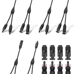 CELANO MC4 Solar Connector Y Branch Connector with MC4 Connector Pair for Parallel Connection Between Solar Panels |Color Black| (Pack of 3+4 Pair Set) image 1