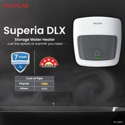 POLYCAB Superia DLX 5-Star 15L Water Heater (Geyser) | Free Connecting Pipe | Temperature Control Knob | Enhanced Safety, Rust Proof | Efficient Heating【White】 image 2