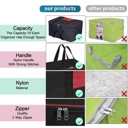 Storite 2 Pack Moisture Proof Nylon Large Size Underbed Storage Bag For Clothes (54 x 46 x 28 cm) - Black, Rectangular image 5