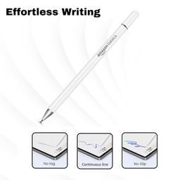 Amazon Basics Capacitive Stylus Pen for Android & iOS All Touchscreen Devices | Fine Point Disc Tip|Lightweight Metal Body with Magnetic Cover - White image 2