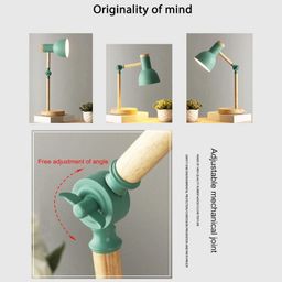 ATORSE® Stylish Wooden Iron Led Multi-Joint Reading Table Lamp Task Light Flexible Green 3W image 2