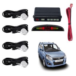 Asryd Car Reverse Parking Sensor with LED Display 4 Sensor Reverse Parking Auto Radar Detectors For Maruti Suzuki Wagon R EV (White) image 1