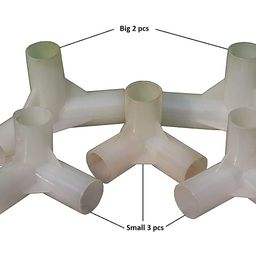 HOMECUTE Spaire PVC Angular Socket for Homecute Hut Type Toys Play Tent House Only (White, Set of Small-3 Pcs and Big-2 Pieces, Total = 5 Pieces, 16 mm Pipe Socket) for Kid's Tent House image 4