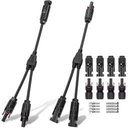 CELANO MC4 Solar Connector Y Branch Connector with MC4 Connector Pair for Parallel Connection Between Solar Panels |Color Black| (Pack of 1+4 Pair Set) image 1
