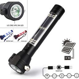 Betlex Aluminium 7 Mode Rechargeable Solar LED Torch Flashlight Use for Car Emergency Torch (Black) image 3