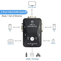 RyzCare 2 Port KVM USB Switch 2.0 KVM Swi.tch Box to Control up to 2 Computers 2 in 1 Out Switch USB Keyboard Mouse Sharing Device for Computer, PC, Laptop, Desktop, Monitor, Printer, Sharing Video image 3