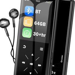 afu 64GB Bluetooth MP3 Player - Portable HiFi Mp3 Player with Built-in Speaker, 2.4" Screen MP3 Music Player with Voice Recorder, FM Radio, Touch Buttons,Support up to 256GB SD Card image 1