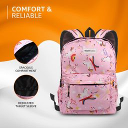 amazon basics Lightweight Backpack (Abstract Print) | Durable Polyester, Lightweight & Comfortable | Stylish Design with Organized Storage | Perfect for School image 3