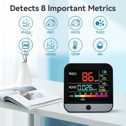 13 in 1 Air Quality Monitor Indoor, with PM1/PM2.5/PM10/Particle Counter/AQI/Humidity/TVOC/Formaldehyde/Temperature Air Quality Tester for Home, Office, Portable Air Quality Tester image 2