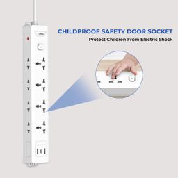 EMBOX Extension Board with USB (2.4 A) 3 USB Ports with Master Switch, Spike Guard, 6 amp Universal Sockets, LED Indicator and Safety Shutter, 1.8 Meter Extension Cord image 5