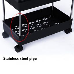 AEXONIZ TOYS Aexoniz Plastic Kitchen Storage Trolley Rack with Wheels,Slide Out Storage Shelves Space Saving Home Storage Organizer Racks,Rolling Utility Cart(Black,3 Layer) image 4
