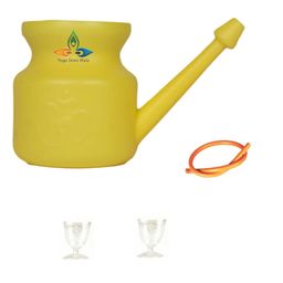 Yoga Store Wala Plastic Big Jal Neti Pot With 1 Rubber Neti And Eye Wash Cup 2 Pcs (Combo Pack Of 3) image 1