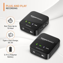 amazon basics Professional Wireless Microphone System for DSLR/Camcorder/Smartphone/Tablet | Advanced Noise Cancellation | Superior Sound Quality | 100m Range image 4