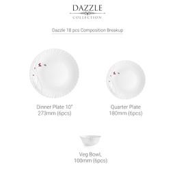 Cello Opalware Dazzle Series Lush Fiesta Dinner Set, 18 Units | Opal Glass Dinner Set for 6 | Light-Weight, Daily Use Crockery Set for Dining | White Plate and Bowl Set image 4