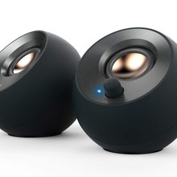 Creative Pebble V2 - Minimalistic 2.0 USB-C Powered Desktop Speakers, 3.5 mm AUX-in, 8W RMs with 16W Peak Power for Computers and Laptops, Type-A Adapter Included and Extended Cable (Black) image 1